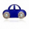 TUSHUO Simple and Elegant Blue Car with Charm Rhinestone Tyre Brooch - C018392DOC0