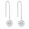 925 Sterling Silver Daisy Flower Threader Drop Dangle Earrings - CG184G6E4C3