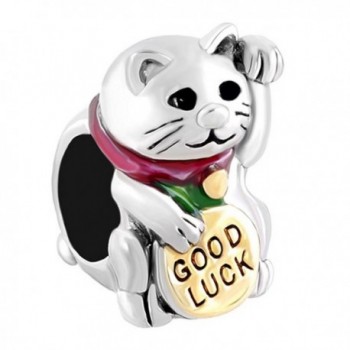 CharmsStory Sterling Silver Cat Good Lucky Charm Maneki Neko Love Animal Beads Charms For Bracelets - CK129IM4LKH