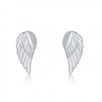 Sterling Silver Small Angel Wing Stud Earrings - C212NT5HOLY