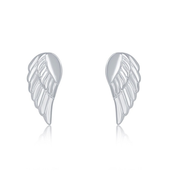 Sterling Silver Small Angel Wing Stud Earrings - C212NT5HOLY