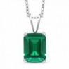 2.30 Ct Emerald Cut Green Nano Emerald 925 Sterling Silver Pendant With 18 Inch Silver Chain - C011OUCX0QR