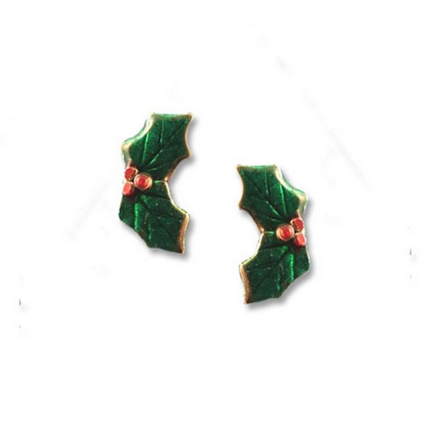 Enamel Green Holly Post Earrings by The Magic Zoo - CV119CVBCQV