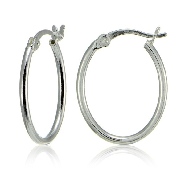 Sterling Silver High Polished Dainty Small Oval 20mm Hoop Earrings - CR1895YL6DQ