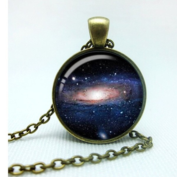 Women Galaxy Planets Photo Pattern Pendant Chain Necklace - CB124TM7ZDL