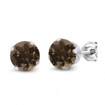 1.60 Ct Round Brown Smoky Quartz 925 Sterling Silver 4-prong Stud Earrings 6mm - CK1174K2PFT