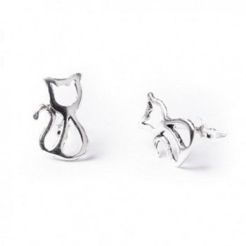 81stgeneration Women's .925 Sterling Silver Cat Kitten Stud Earrings - CG110JP99C3