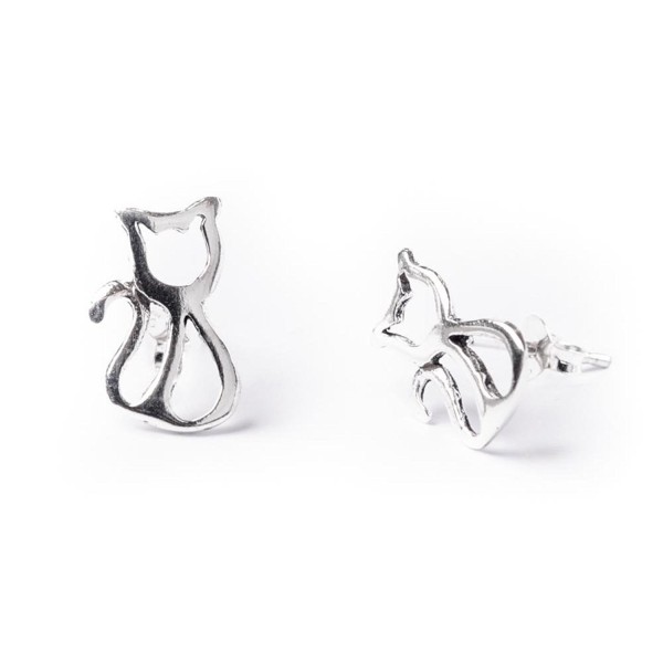 81stgeneration Women's .925 Sterling Silver Cat Kitten Stud Earrings - CG110JP99C3