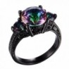 RongXing Jewelry New Christmas Best Friend Engagement Mysterious Rainbow Topaz Ring-14KT Black Gold Wedding Rings - CH12JTM9W3R