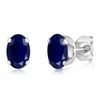 1.10 Ct Oval Blue Sapphire 925 Sterling Silver Stud Earrings 6X4mm - CN110BYM9R9