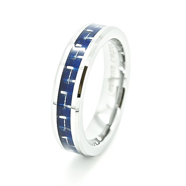 Thin 5mm Blue Carbon Fiber Inlaid Tungsten Wedding Band (Available Whole & Half Sizes 5-13) - C211FKSNVS7