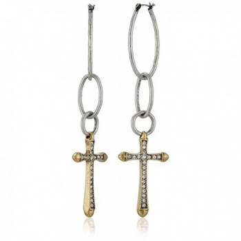 Lucky Brand Womens Hammered Hoop Cross Earring - Silver - CQ113MBTD1D
