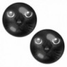 LilMents Cute Black Cat Face Mens Womens Stainless Steel Stud Earrings - CW12ET5BDKT