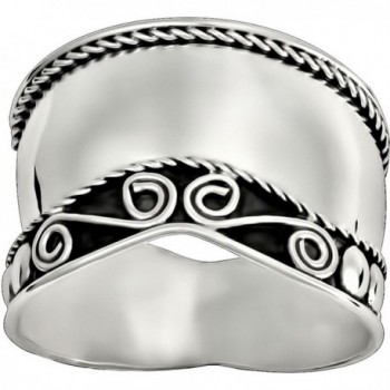 .925 Sterling Silver Wide Balinese Design Cocktail Ring - C711O283ETH