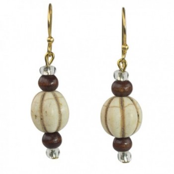 NOVICA Brass Glass Wood Beaded Earrings 'Xoexe' - CY182HTILUE