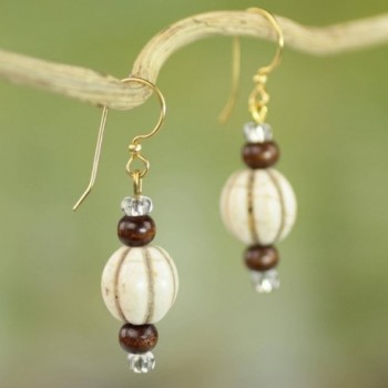 NOVICA Brass Glass Beaded Earrings in Women's Drop & Dangle Earrings