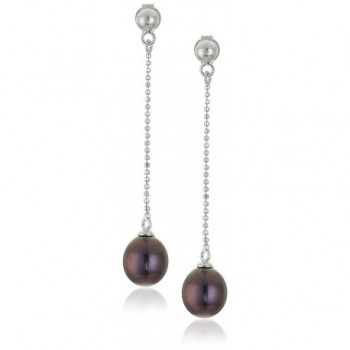 Bella Pearl Dangling Chinese Freshwater Cultured Pearl Drop Earrings - Black - CA11KLPO3JF