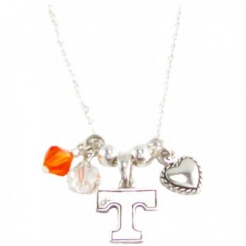 Tennessee Volunteers Orange Austrian Crystal Heart Silver Chain Necklace UT Vols - CW11R22TNQD