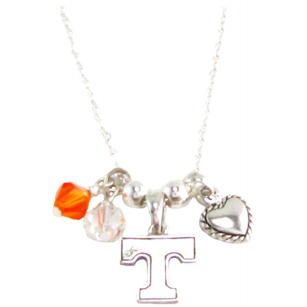 Tennessee Volunteers Orange Austrian Crystal Heart Silver Chain Necklace UT Vols - CW11R22TNQD