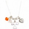 Tennessee Volunteers Orange Austrian Crystal Heart Silver Chain Necklace UT Vols - CW11R22TNQD