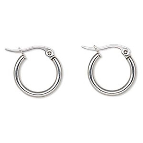 Hoop Earrings Stainless Steel 15.5mm Round - CN11HEHQMQZ