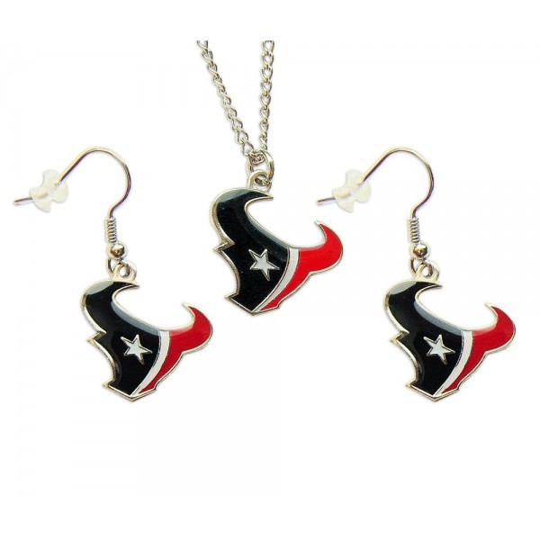 Houston Texans Necklace and Dangle Earring Charm Set NFL - C0117H705CT