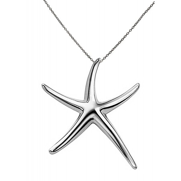 Starfish Pendant Necklace Sterling Silver .925 Designer Style 16" - 18" FREE Gift Box - CJ11JGURZR3