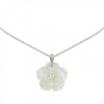 Les Poulettes Jewels - Silver Pendant Necklace Mother of Pearl Flower - C212JJ2SY2H