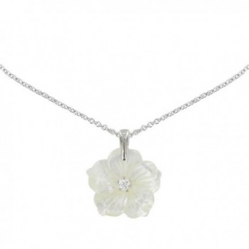 Les Poulettes Jewels - Silver Pendant Necklace Mother of Pearl Flower - C212JJ2SY2H