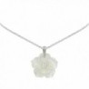 Les Poulettes Jewels - Silver Pendant Necklace Mother of Pearl Flower - C212JJ2SY2H