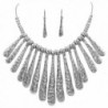 Silver Tone Boutique Stlye Bib Statement Necklace & Earring Set - CB180WN3SU3