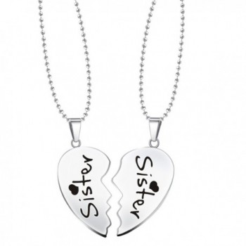 Paris Selection Sister & Sister 2 Piece Matching Magnetic Set of Split Hearts Necklace - CR12O9T5JRH