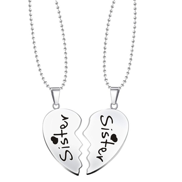 Paris Selection Sister & Sister 2 Piece Matching Magnetic Set of Split Hearts Necklace - CR12O9T5JRH