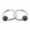 925 Sterling Silver Black Beaded 12mm Endless Hoop Earrings 18356 - C412D0DNAKB