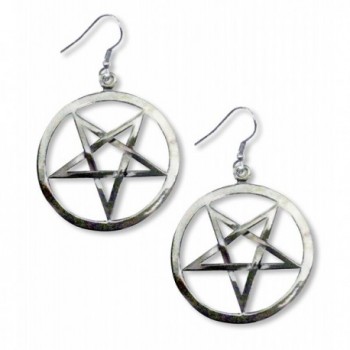 Gothic Inverted Pentacle Pewter Medieval Renaissance Dangle Earrings - CN11C5GKB3Z