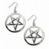 Gothic Inverted Pentacle Pewter Medieval Renaissance Dangle Earrings - CN11C5GKB3Z