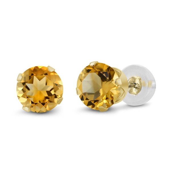 0.52 Ct Round 4mm Yellow Citrine 14K Yellow Gold Stud Earrings - C311H7OCN7H