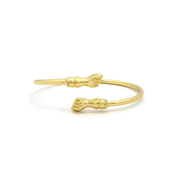 Hip Hop Fist Power Small- Medium- Large Size Brass Cuff Bangle Bracelet in Gold Tone - CE12KO58I97