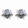 EVER FAITH Austrian Crystal Lovely Little Honeybee Insect Animal Stud Earrings Blue Silver-Tone - CG11LXSC8W3