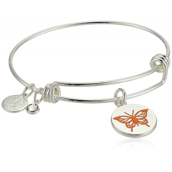 Halos & Glories- "Butterfly" Charm Bangle Bracelet - Shiny Silver - CN185OCTXHN