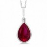 9.10 Ct Pear Shape Red Created Ruby 925 Sterling Silver Pendant With Chain - CF11OWSNOFL