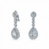 Bling Jewelry CZ Teardrop Bridal Drop Earrings Clip On Rhodium Plated Brass - C811BKYJFQH
