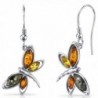 Baltic Amber Butterfly Dangle Earrings Sterling Silver Multiple Colors - CK11Y5MATKV