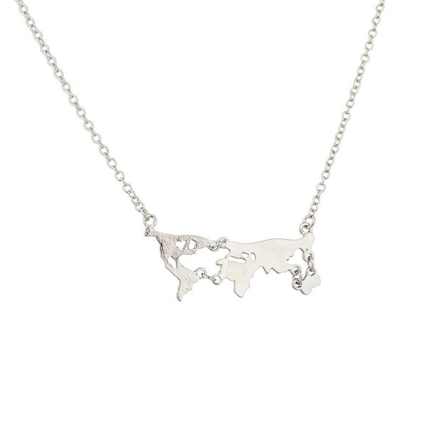 Lux Accessories Silvertone Map Globe World Necklace - CW12EVA3HRN