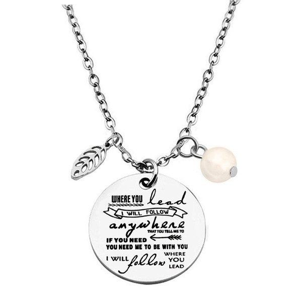 Zuo bao Mother and Daughter Necklace Where You Lead I Will Follow Pendant Necklace and Keyring - Pandent Necklace - CB187IQMQ0S
