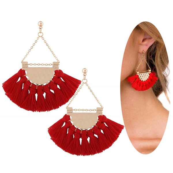 Youniker Tassels Earrings Bohemian Vintage - Red - CI186YRWGD0