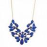 Lux Accessories Blue Floral Piece Statement Necklace - CG12HJJ02MH