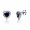 BERRICLE Rhodium Plated Sterling Silver Heart Shaped Cubic Zirconia CZ Halo Heart Stud Earrings - CV129C9AMHB