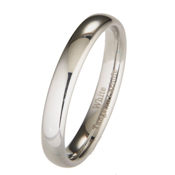 MJ 4mm White Tungsten Carbide Polished Classic Wedding Ring - CA11H9REPQT