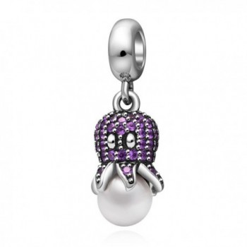 Octopus Pendant Charm 925 Sterling Silver for Charms Bracelet- Valentine's Day Gifts - purple - CU183RS3XR4